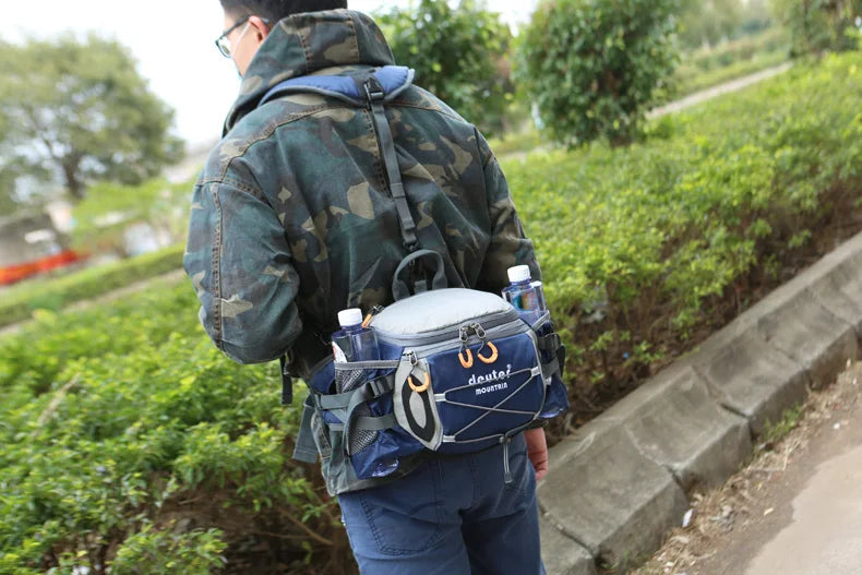 Multi-Pocket Fanny Pack – Water Bottle Holder for Outdoor Hiking and Cycling