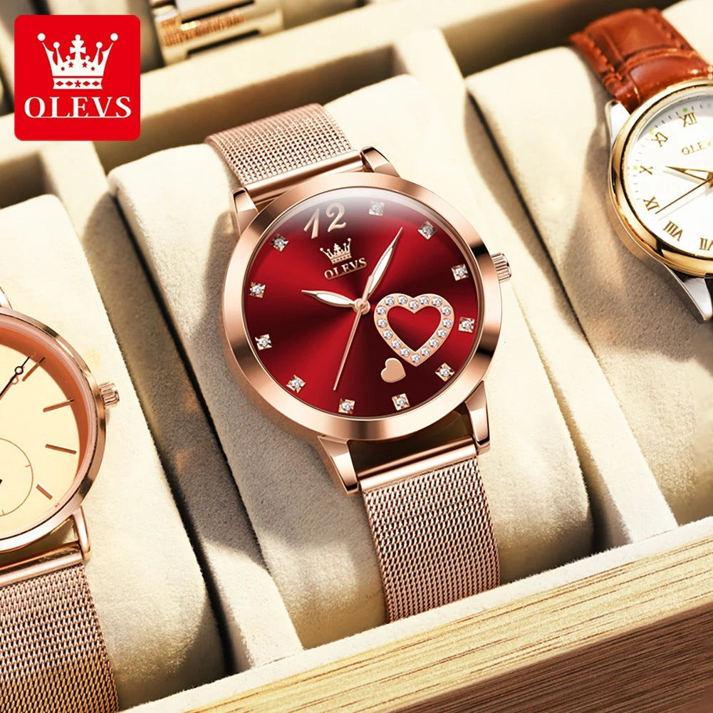 Quartz Women's Watch – Milanese Mesh Band with Diamond Accents for Daily Wear