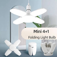 Foldable LED Fan Bulb – Adjustable 28W Ceiling Light for Garage and Warehouse