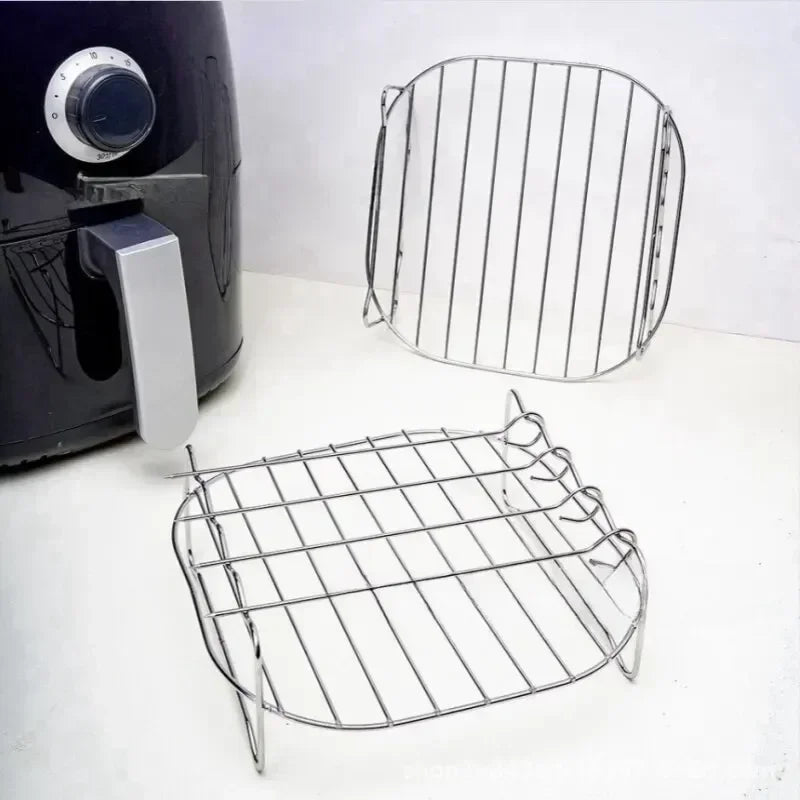 Stainless Steel Air Fryer Rack – Grill Stand with Skewers for Cooking