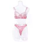 Polka Dot Mesh Lingerie Set – Sheer Underwire Bra and G-String for Women