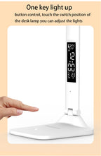 LED Desk Lamp – Rechargeable Touch Light with Alarm and Thermometer for Study