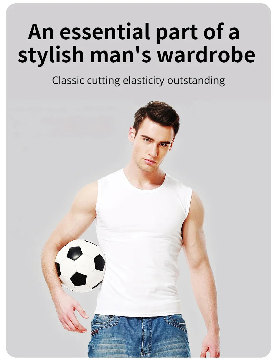 Cotton Sleeveless Compression Vest – Men's Athletic Shirt for Gym Fitness