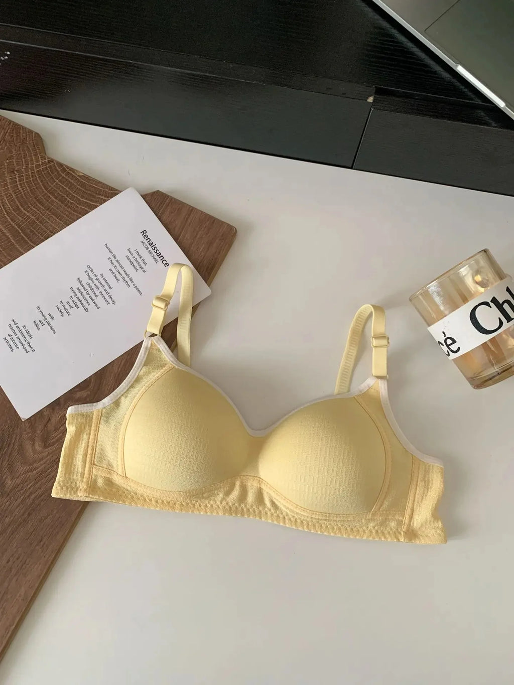 Seamless Cotton Wireless Bra – Breathable Gathered Underwear for Daily Comfort