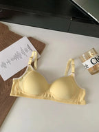 Seamless Cotton Wireless Bra – Breathable Gathered Underwear for Daily Comfort