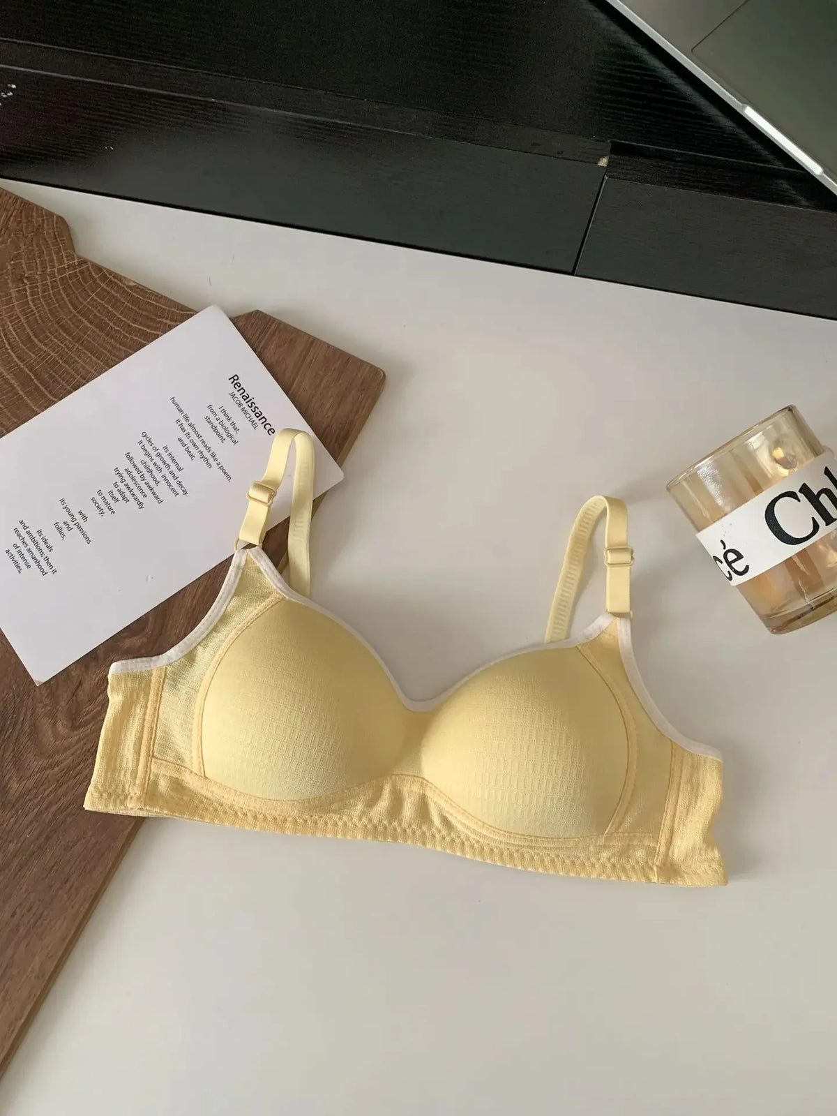 Seamless Cotton Wireless Bra – Breathable Gathered Underwear for Daily Comfort