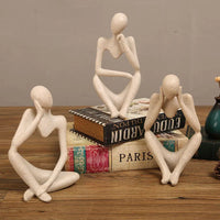 Abstract Thinker Statue – Sand Colored Yoga Figurine for Home Decor
