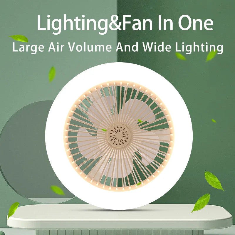 Silent Ceiling Fan Light – Remote Controlled E27 Lamp for Bedroom Living Room