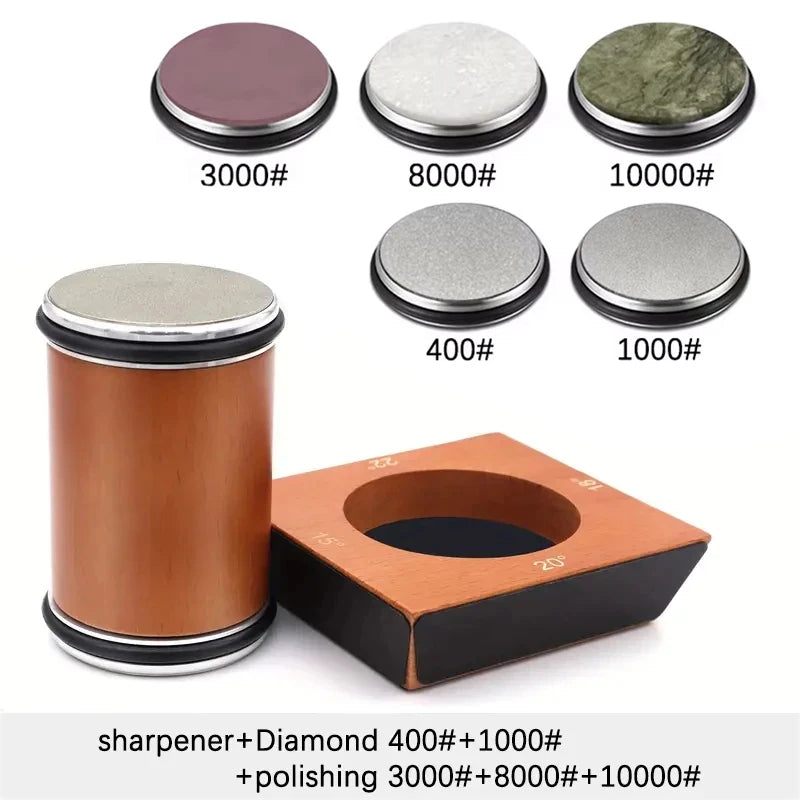 Rolling Knife Sharpener – Diamond Whetstone Kit for Straight Edge Blades