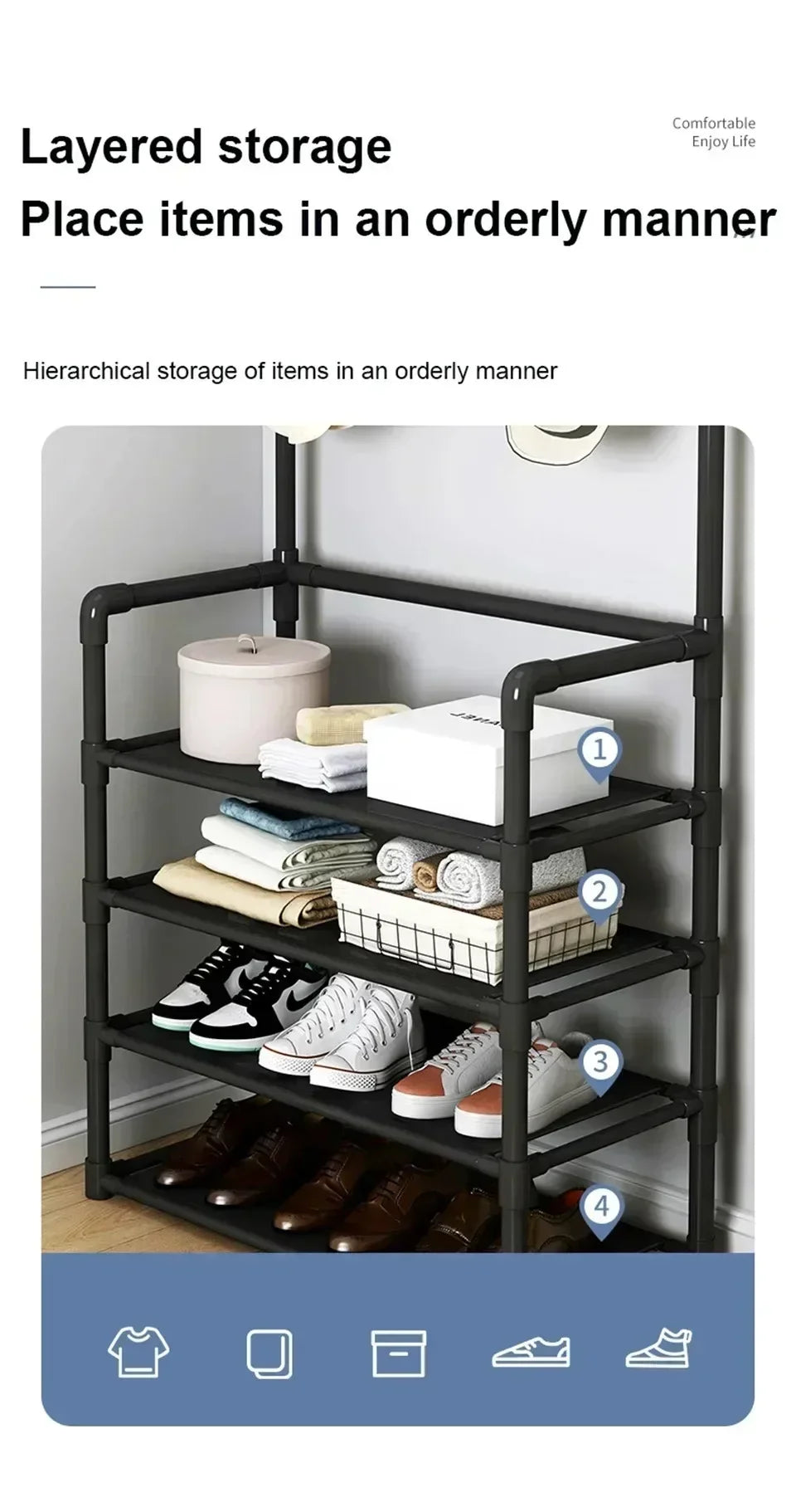Multi-Layer Shoe Rack – Floor-Standing Organizer for Entryway and Closet Storage