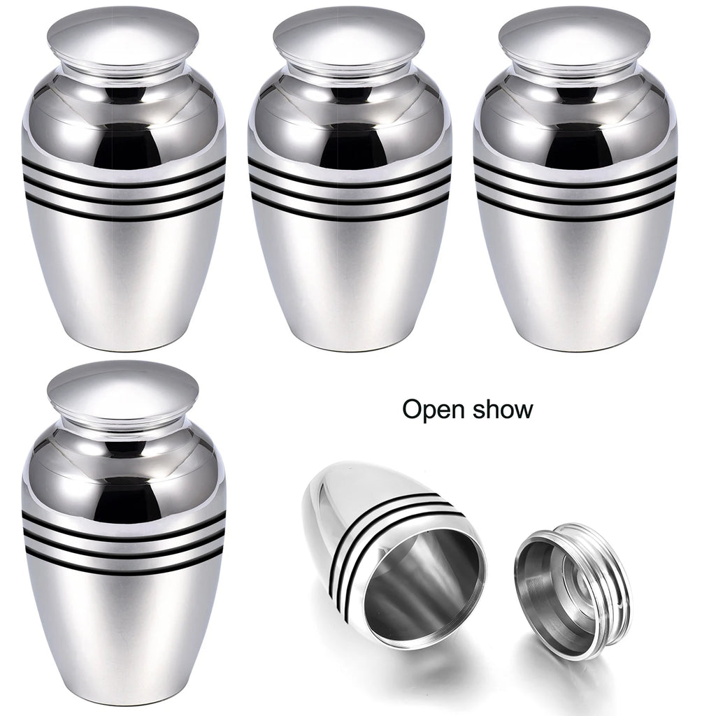 Mini Metal Keepsake Urns – Silver Cremation Vessels for Human or Pet Ashes