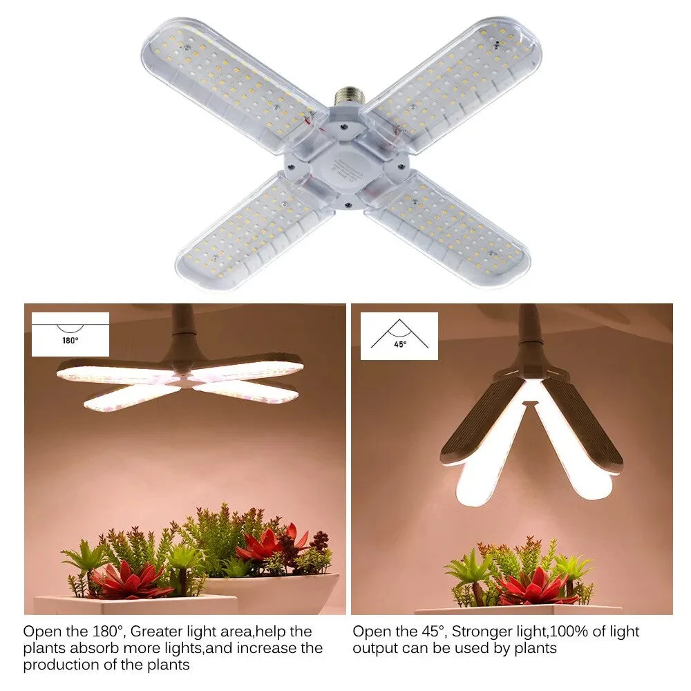 Foldable LED Grow Light – Full Spectrum E27 Bulb for Indoor Plant Seedlings