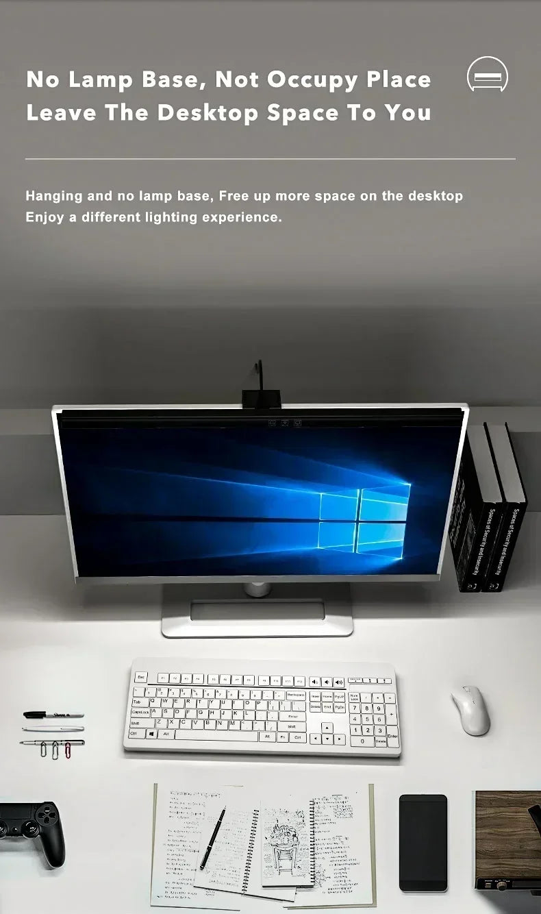 Dimmable LED Monitor Light Bar – Adjustable Desk Lamp for Reading and Study