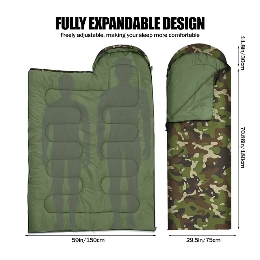 Camouflage Sleeping Bag – Dirt Proof Hooded Bedding for Outdoor Camping