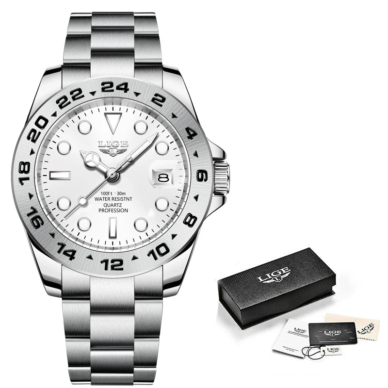 Luxury Steel Quartz Watch – Waterproof Military Sport Accessory for Men