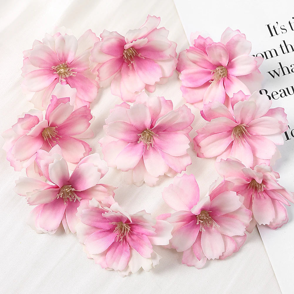 Artificial Cherry Blossom Heads – Silk Floral Decor for Weddings and DIY