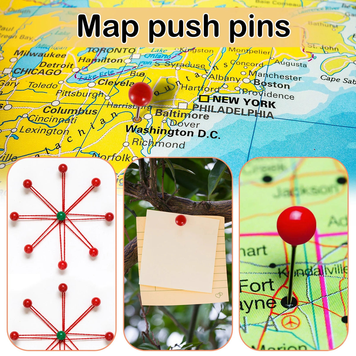Assorted Colorful Push Pins – Office and School Stationery for Notice Boards