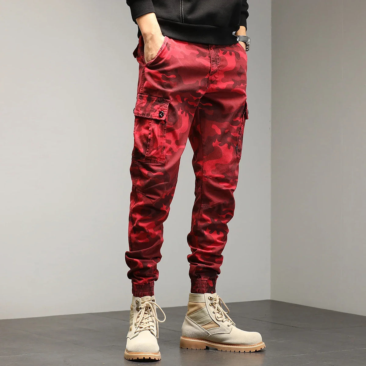 Mens Cotton Camouflage Cargo Pants – Outdoor Trousers for Hiking Workwear