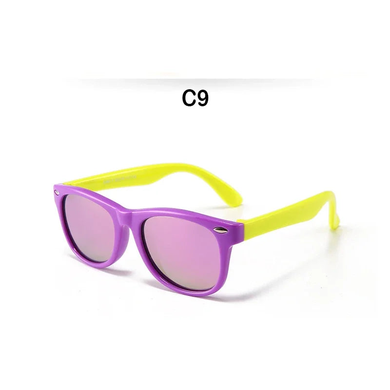 Polarized TR90 Kids Sunglasses – UV400 Silicone Shades for Outdoor Activities
