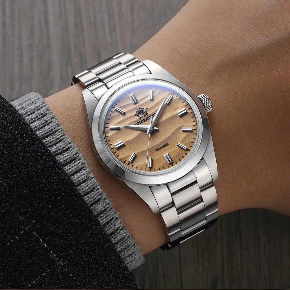 ADDIESDIVE 36mm Quartz Watch – Stainless Steel Sand Dial for Everyday Wear