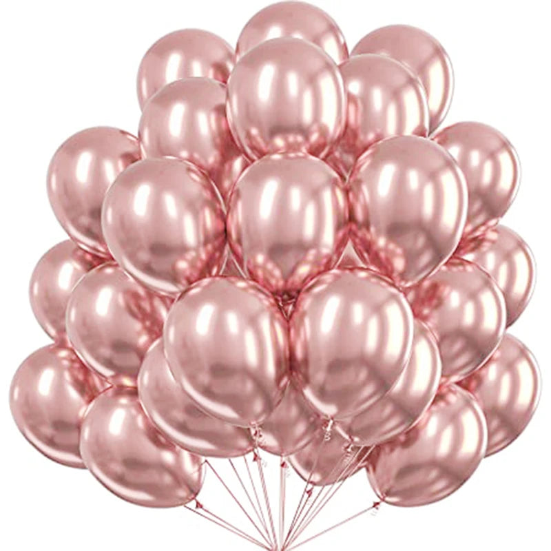 12-Inch Round Metallic Confetti Balloons – Latex Party Decor for Anniversaries