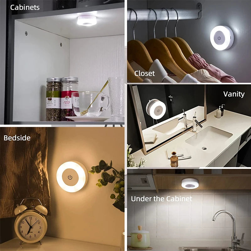 Magnetic USB LED Night Light – Portable Rechargeable Lamp for Bedroom and Kitchen