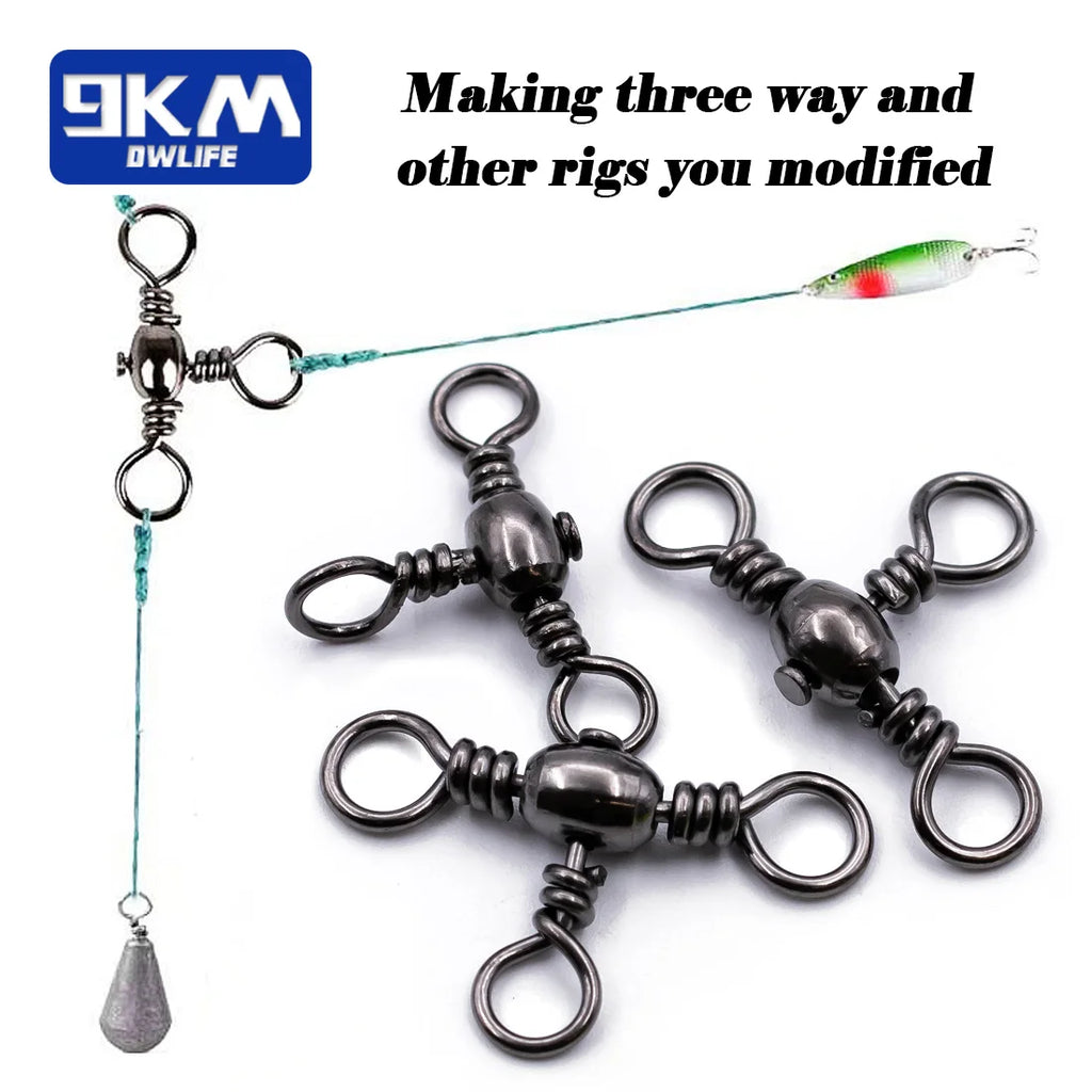 Stainless Steel 3-Way Barrel Swivels – Fishing Tackle for Saltwater Rigs