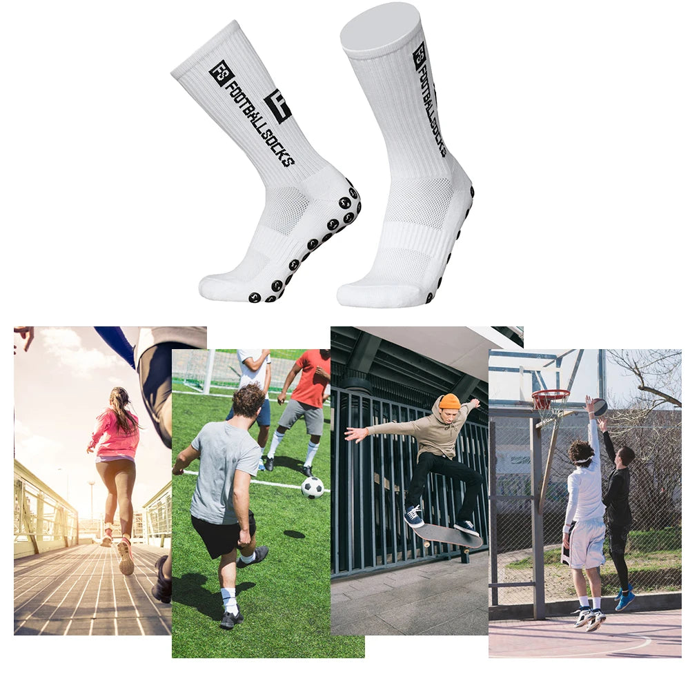 Anti-Slip Athletic Sports Socks – Stretchy Grip Crew for Football Soccer