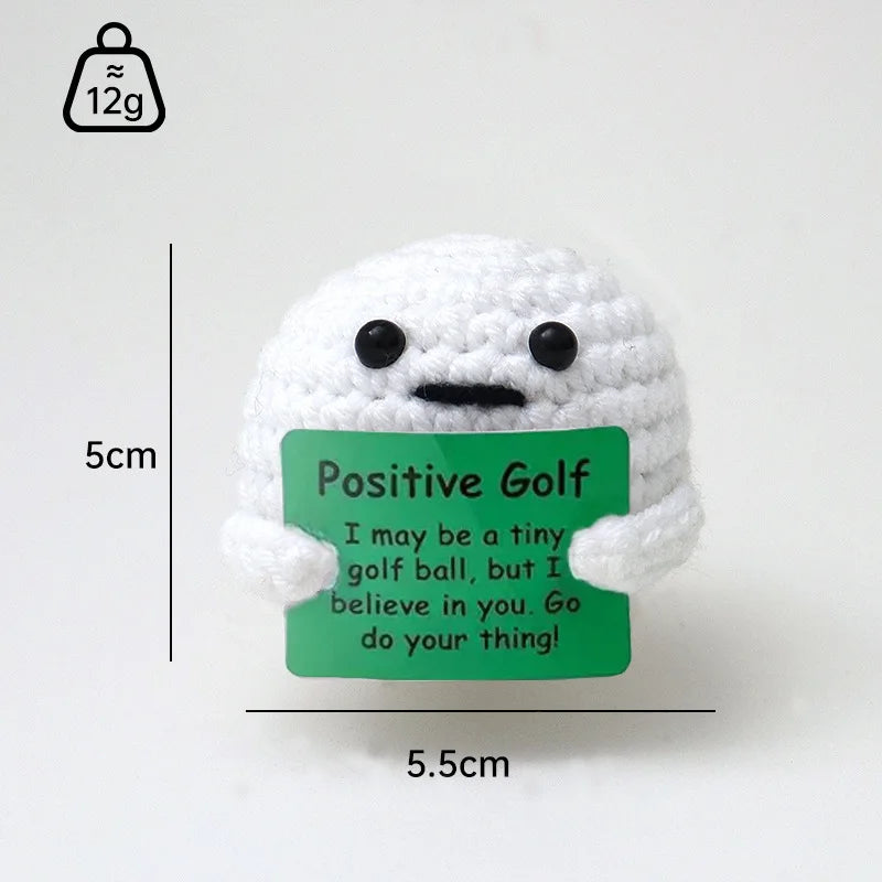 Handmade Wool Crochet Dog Doll – Positive Affirmation Plush for Home Decor