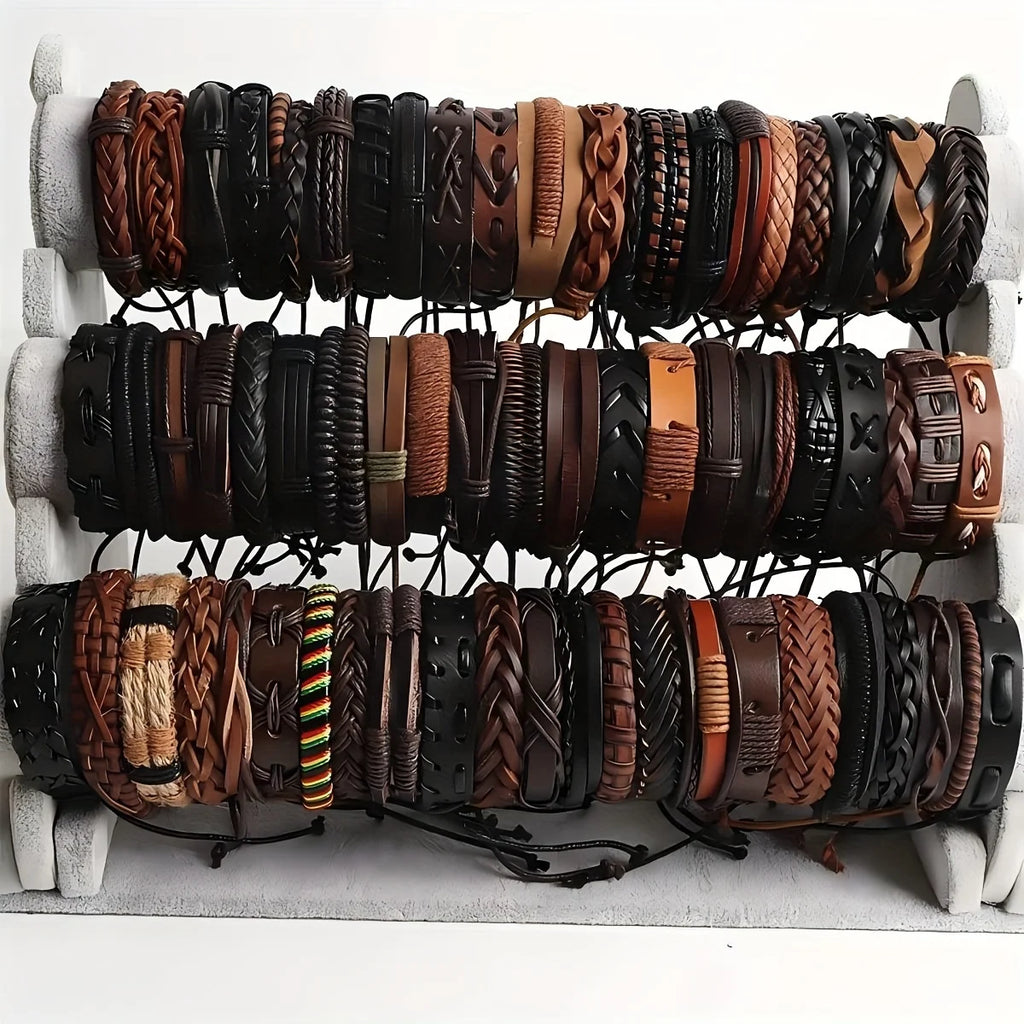 Braided Leather Bead Bracelets – Ethnic Tribal Wristbands for Men Women