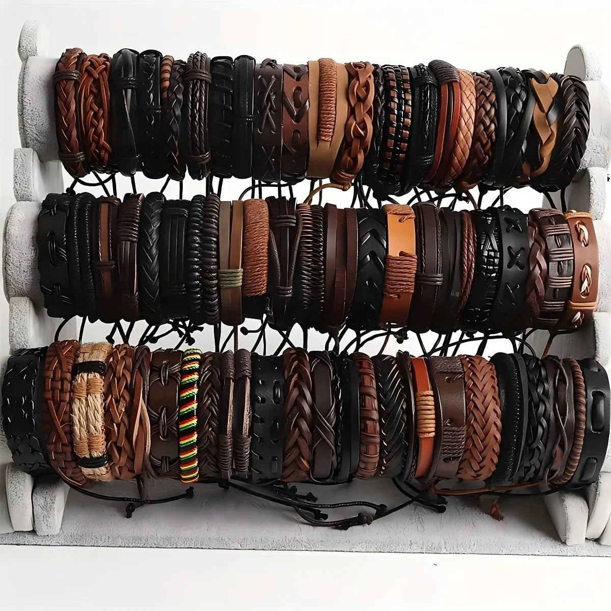 Braided Leather Bead Bracelets – Ethnic Tribal Wristbands for Men Women