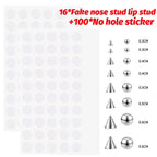 Fake Body Piercing Set – Adhesive Studs for Nose Lips and Eyebrows