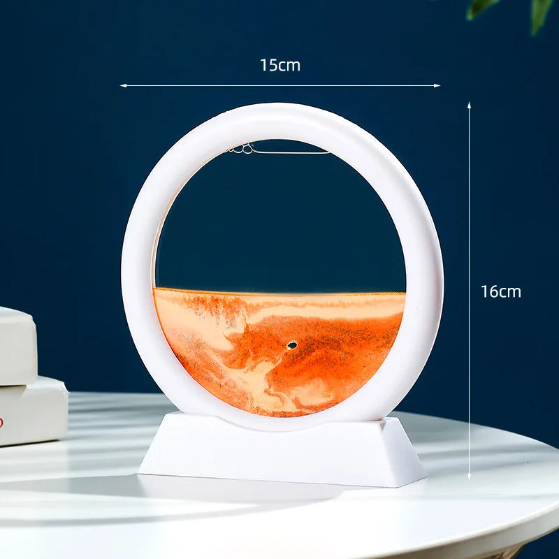 3D Moving Sand Art Frame – Dynamic Liquid Hourglass for Office Home Decor