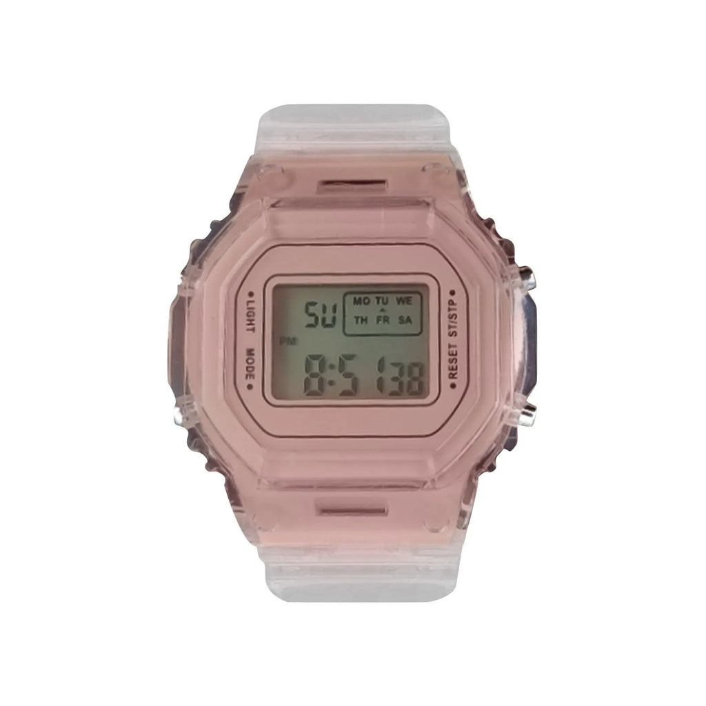 Transparent Digital Sport Wristwatch – Unisex Timepiece for Kids and Adults