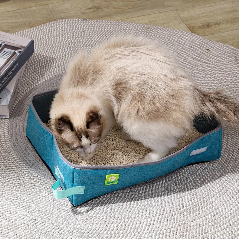 Foldable Cat Litter Box – Waterproof Oxford Cloth for Travel and Home