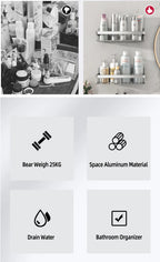 Adhesive Corner Shower Shelf – No Drill Wall Storage for Bathroom Organization