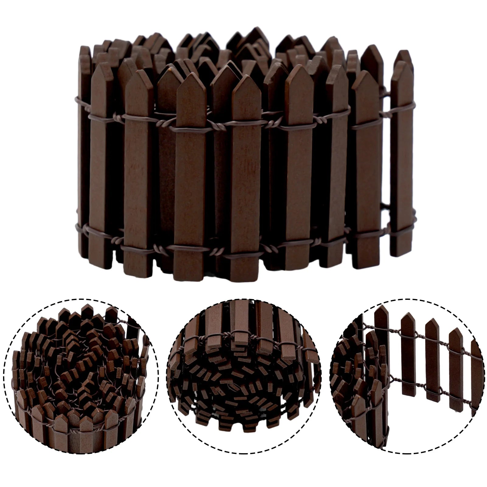 Mini Wooden Picket Fence – 100cm Garden Edging for Fairy Landscapes and Crafts