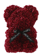 Artificial Rose Teddy Bear – 25cm Flower Figurine for Anniversary Gifts