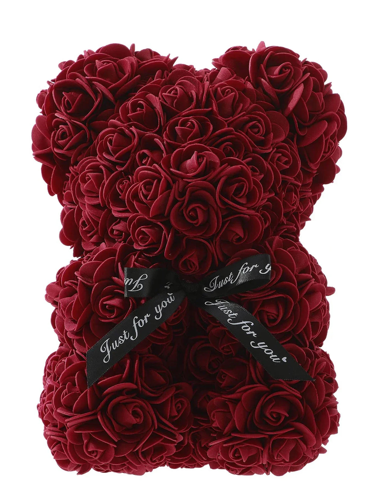 Artificial Rose Teddy Bear – 25cm Flower Figurine for Anniversary Gifts