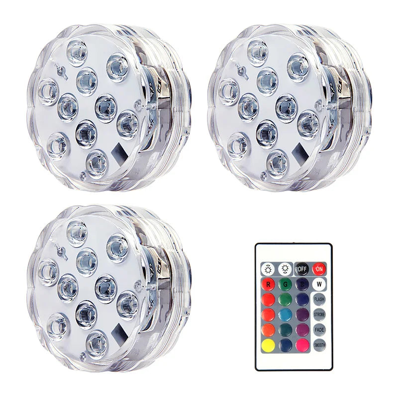 RGB LED Submersible Light – Waterproof Battery Operated Decor for Pool Parties