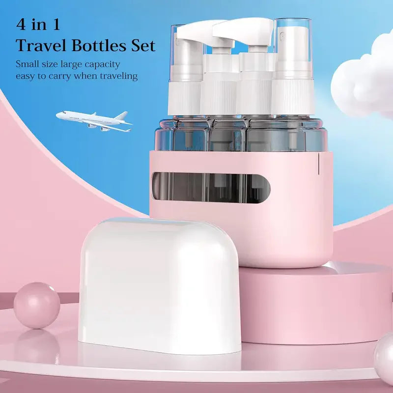 4-in-1 Travel Bottle Set – Leak Proof Refillable Containers for Toiletries
