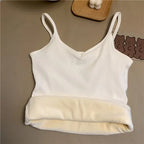 Velvet Corset Tank Top – Slim Fleece Winter Base Layer for Women