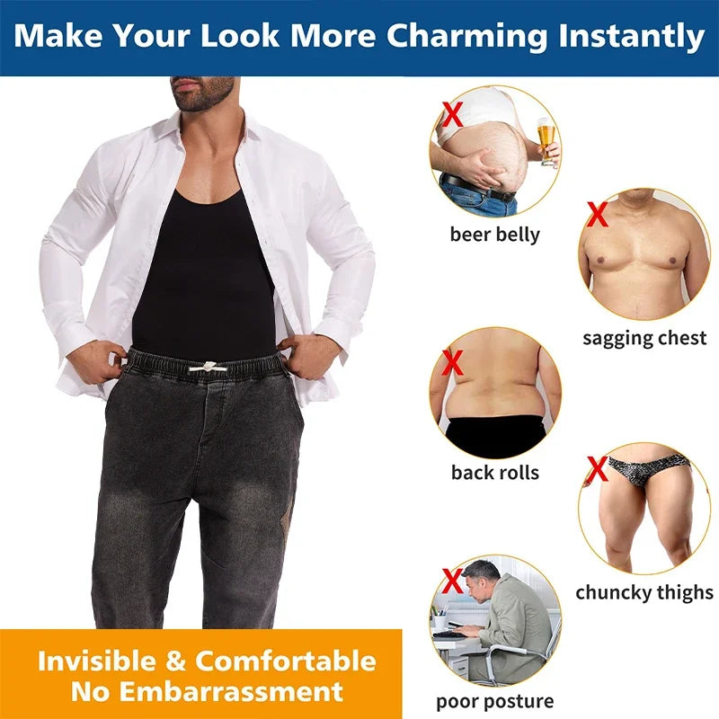 Compression Bodysuit – Slimming Tummy Control Vest for Men Body Shaping