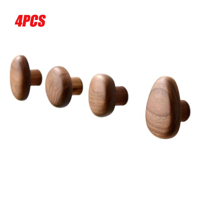 Natural Wooden Wall Hooks – Minimalist Coat and Hat Hanger for Entryway