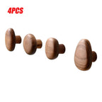 Natural Wooden Wall Hooks – Minimalist Coat and Hat Hanger for Entryway