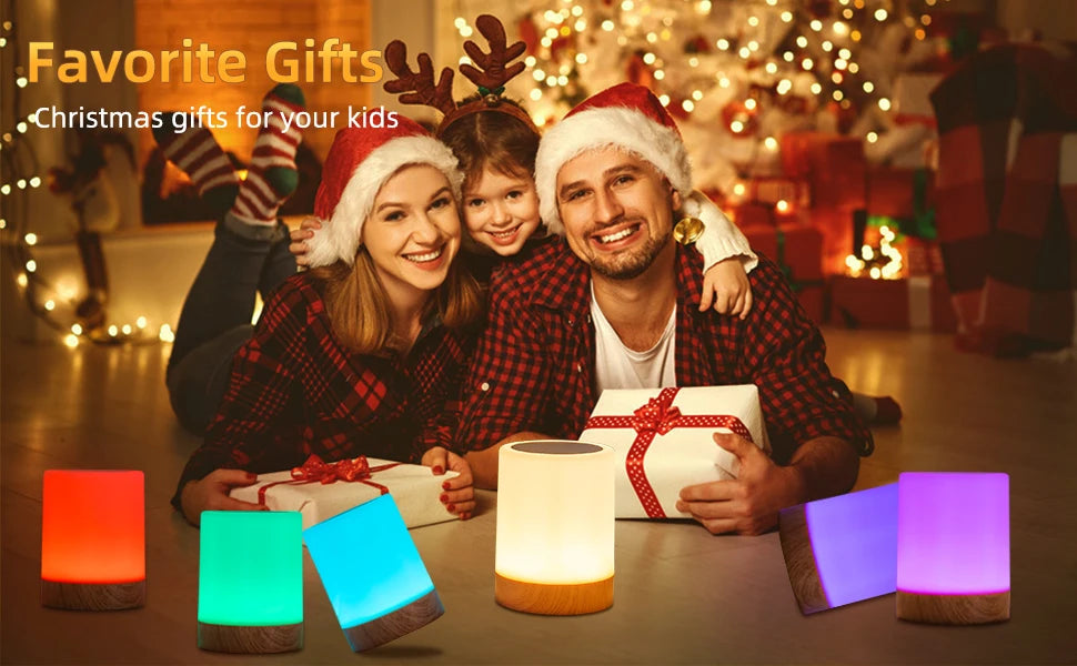 Smart RGB Touch Bedside Lamp – USB Rechargeable Night Light for Bedroom Decor