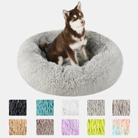Plush Donut Dog Bed – Large Round Fluffy Kennel for Winter Pet Comfort
