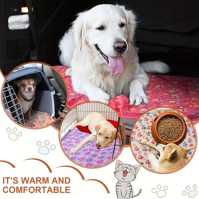 Flannel Pet Blanket – Paw Print Design for Cats and Dogs