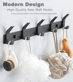 Modern Aluminum Wall Hooks – Black Towel Hanger for Bathroom and Coat Storage