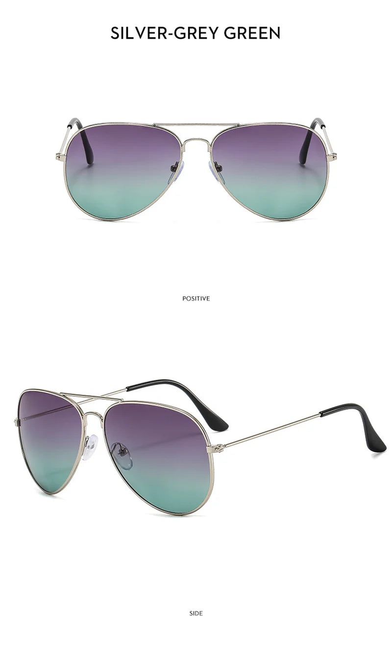 Double Bridge Aviator Sunglasses – Alloy Frame Gradient Lenses for Unisex Fashion